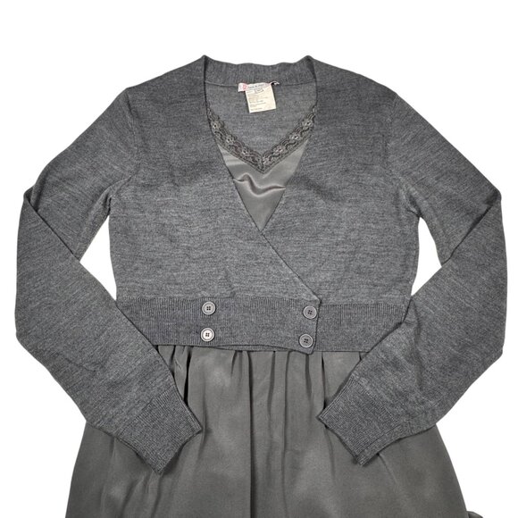 Vintage Babydoll Dress Sz.M Gray  Office Siren Career Work Twee Minimalist - Picture 6 of 13